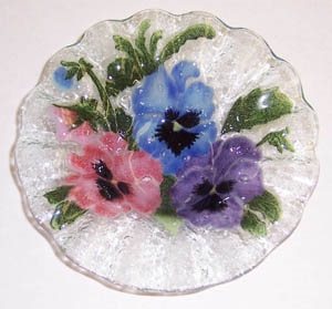 Pansies Large Fused Glass Bowl