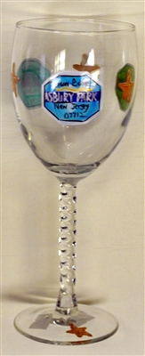 Beach Badge Asbury Park White Wine Glass