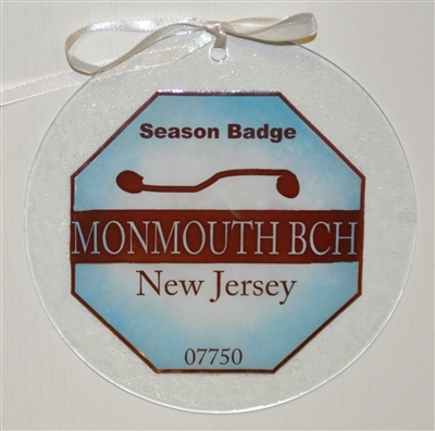 Any Town Beach Badge 7 inch Blue Suncatcher