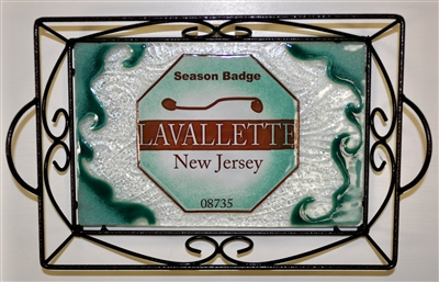 Any Town Beach Badge Seafoam Small Tray (with Metal Holder)