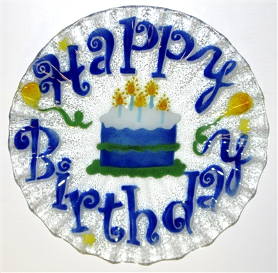 Blue Happy Birthday 10.75 inch Plate