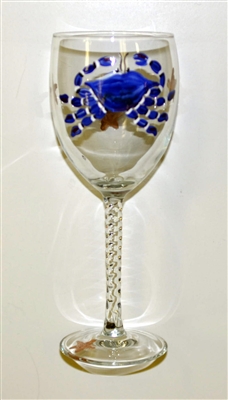 Blue Claw Crab White Wine Glass