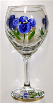 Blue Iris Red Wine Glass