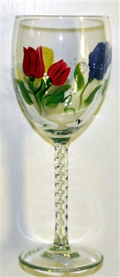 Bold Spring Floral White Wine Glass