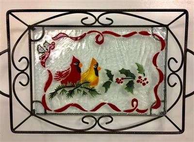 Cardinals Small Tray (with Metal Holder)