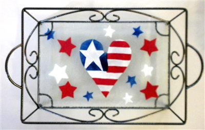 Heart Flag Small Tray (with Metal Holder)