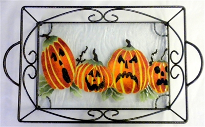 Jack O'Lantern Small Tray (with Metal Holder)