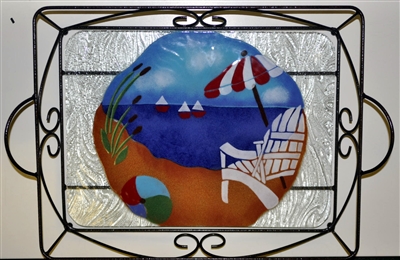 Large Bold Beach Scene Tray (with Metal Holder)