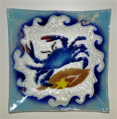 Large Square Blue Claw Crab Plate