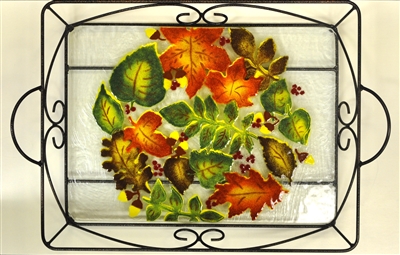 Fall Leaves Large Tray (with Metal Holder)