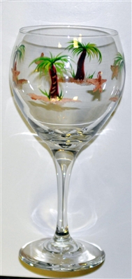 Palm Tree Red Wine Glass