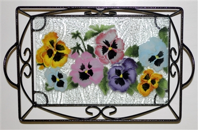 Pastel Pansy Small Tray (with Metal Holder)