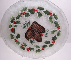 Pine Cone and Holly 12 inch Plate