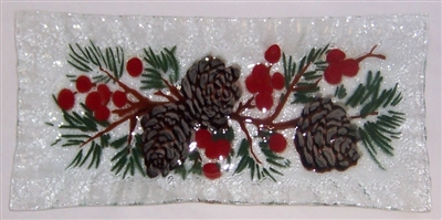Pine Cone and Holly Rectangle Plate