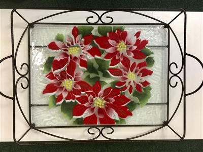 Poinsettia Large Tray (with Metal Holder)