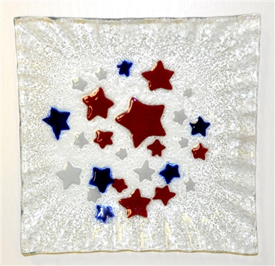 Red, White, and Blue Stars Small Square Plate