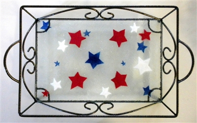 Red, White, and Blue Stars Small Tray (with Metal Holder)