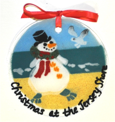 "Christmas at the Jersey Shore" Beach Snowman Suncatcher